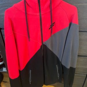 Do you even size large mens zip hoodie red black gray